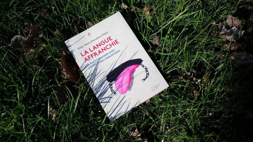 Anne-Marie Beaudoin-Bégin, langue affranchie, le fil rouge, le fil rouge lit, Bibliothérapie, littérature, lecture, livres, essais, essais québécois, les livres qui font du bien, langue française, se raccomoder avec l'évolution linguistique, franglais, Éditions somme toute, Éditions somme toute, identité
