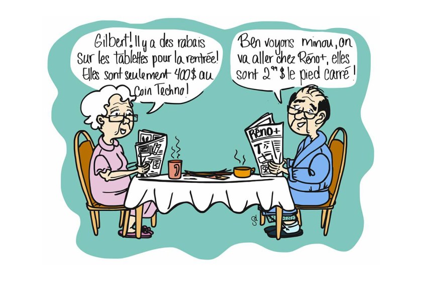 Bande dessinée, Bernard Fortin, Bibliothérapie, couple, Gamet Productions, Gilbert, hashtag, Henriette, Le fil rouge, le fil rouge lit, lecture, Les dépassés, les livres qui font du bien, littérature, livre québécois, livres, on est dépassés, québécois, roman graphique, Séverine Dumais, sociofinancement, techno, technologie, websérie