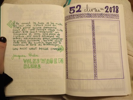 Jacques Poulin, Volkswagen blues, 52 livres en 2018, bullet journal