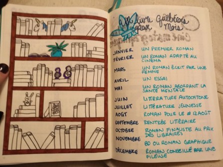 un livre québécois par mois, bullet journal, défi le fil rouge