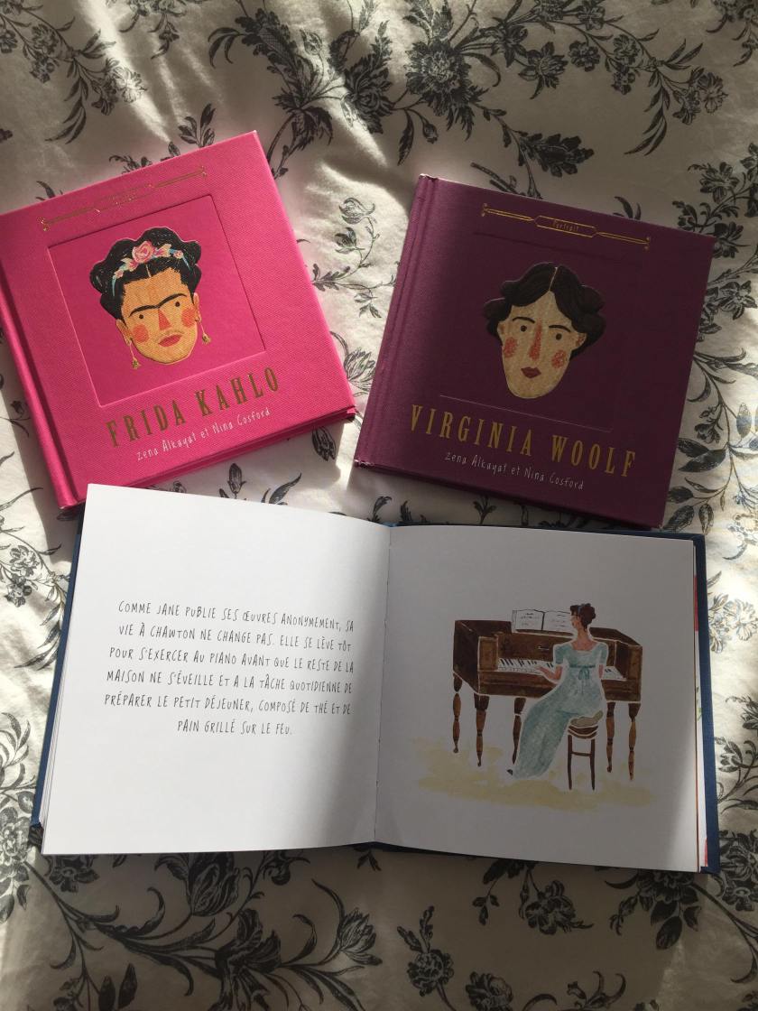 le fil rouge, le fil rouge lit, Jane Austen, Frida Kahlo, Virginia Woolf, série portrait, Nina Cosford, Zena Alkayat