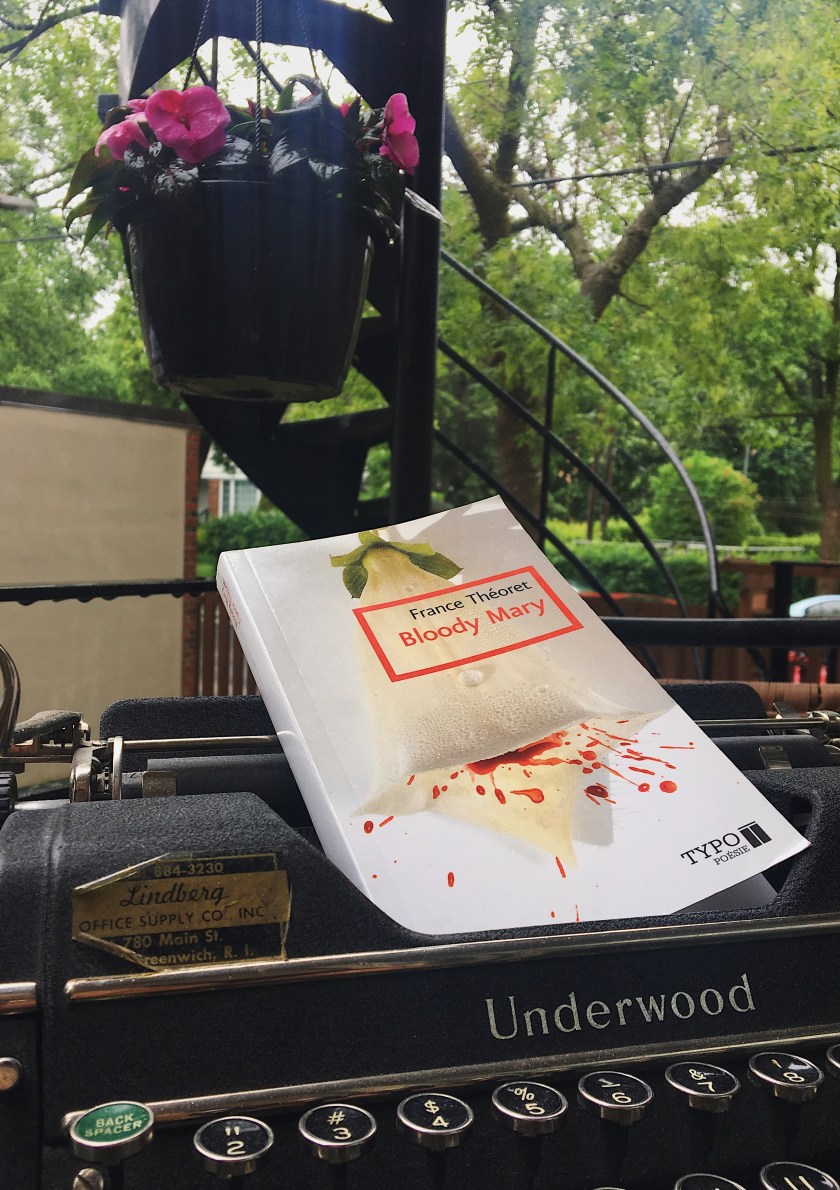 Le fil rouge, le fil rouge lit, bibliothérapie, littérature, lecture, livres, les livres qui font du bien, Bloody Mary, France Théoret, Typo poésie, femmes, féminisme, féministe, féminité, poésie, poésie québécoise