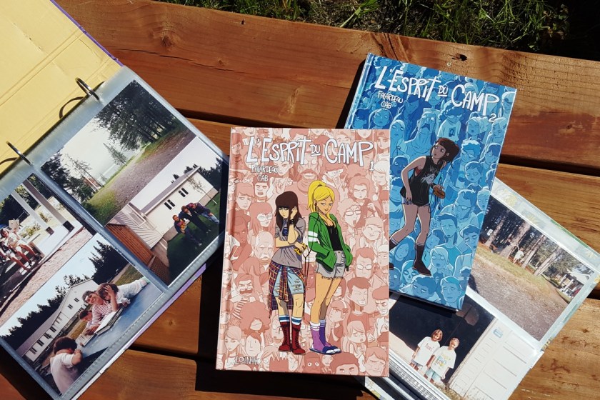 Le fil rouge, le fil rouge lit, bibliothérapie, littérature, lecture, livres, les livres qui font du bien, L’Esprit du Camp, Axelle Lenoir, Michel Falardeau, Cab, Studio Lounak, Bande dessinée, lecture d’été, camp de vacance, nostalgie, amitié, mystère